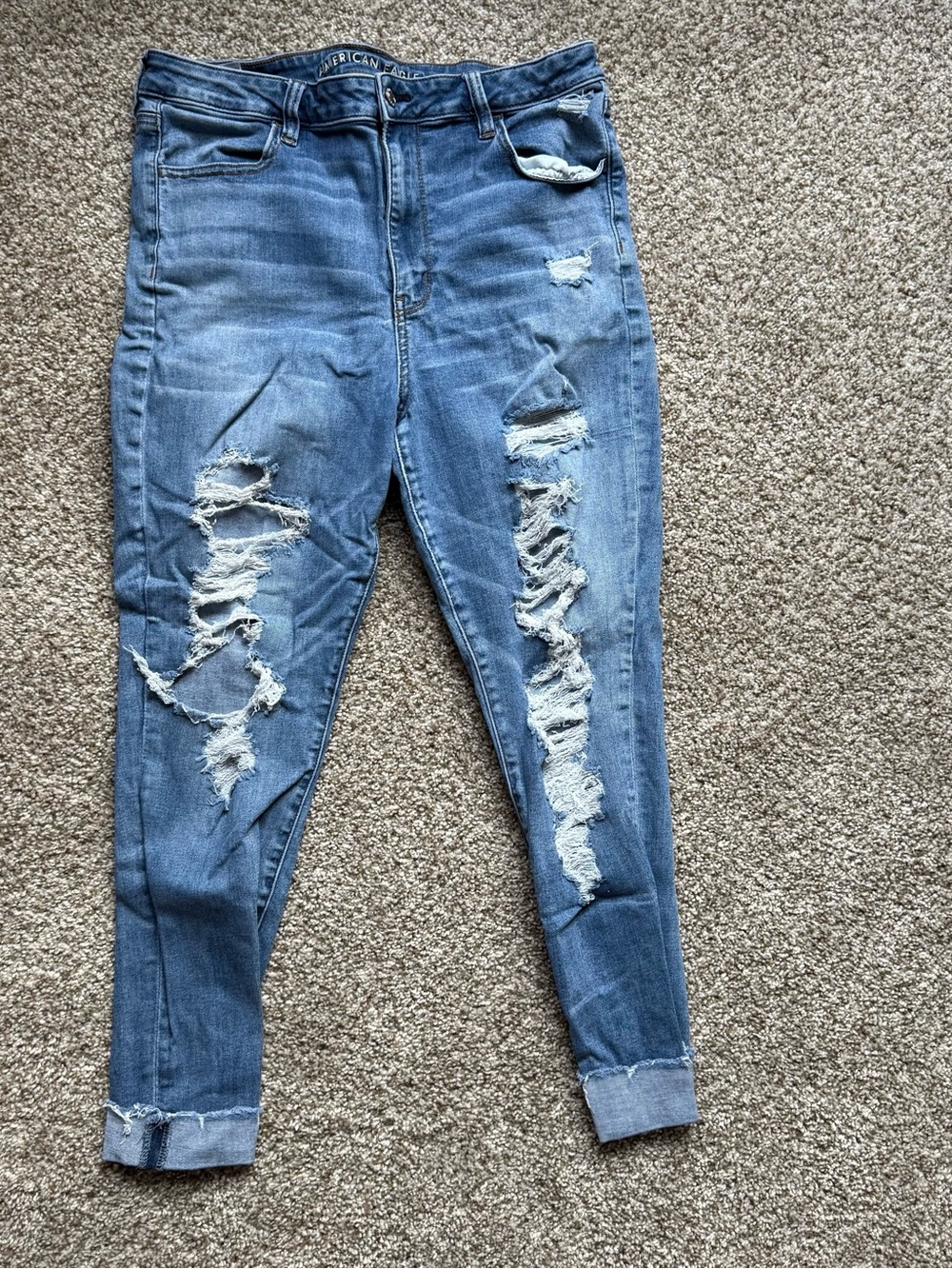 American Eagle Outfitters Distressed Light Blue Boyfriend Jeans